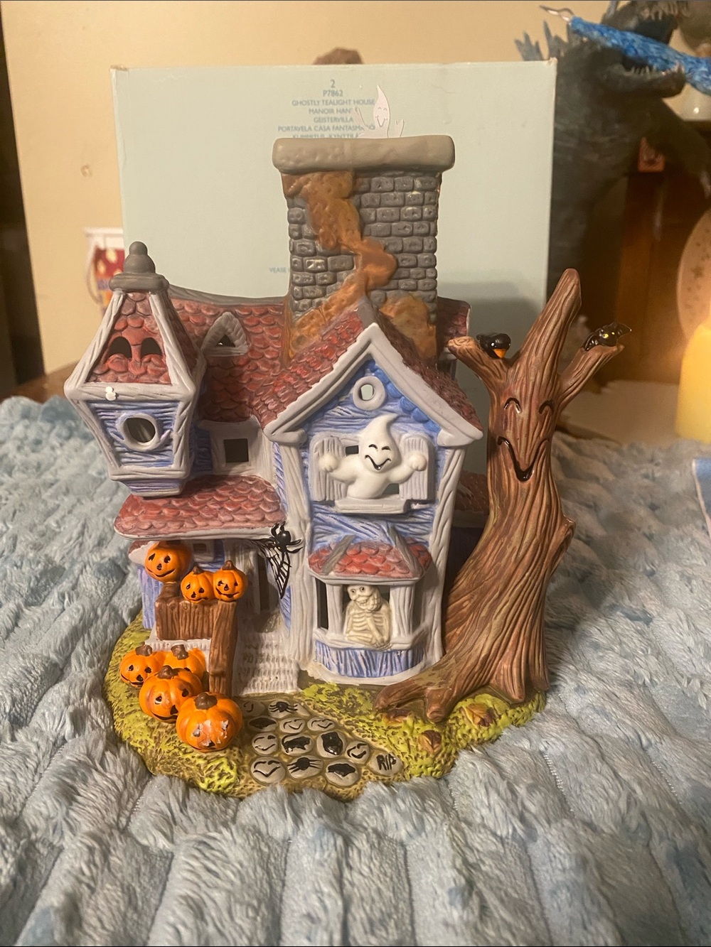 Vintage PartyLite Ghostly Tealight House P7862 Halloween Haunted Manor